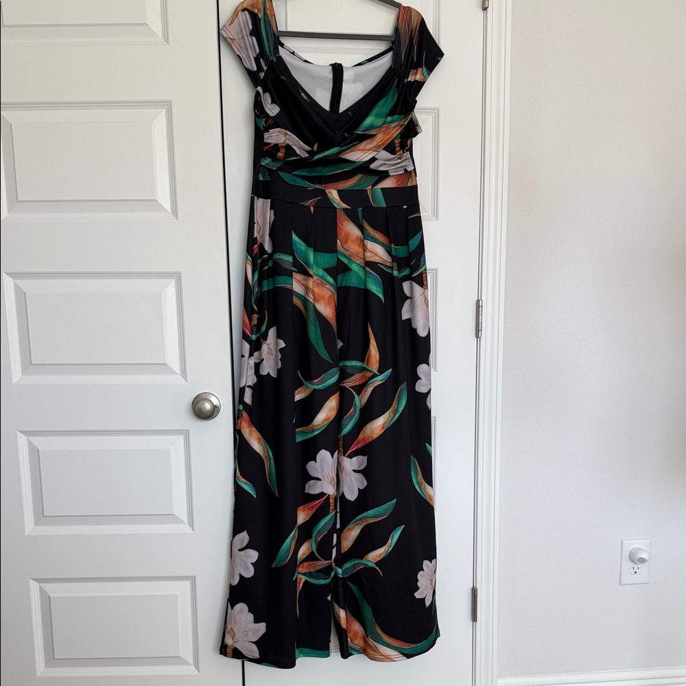 NWOT Floral Black Jumpsuit